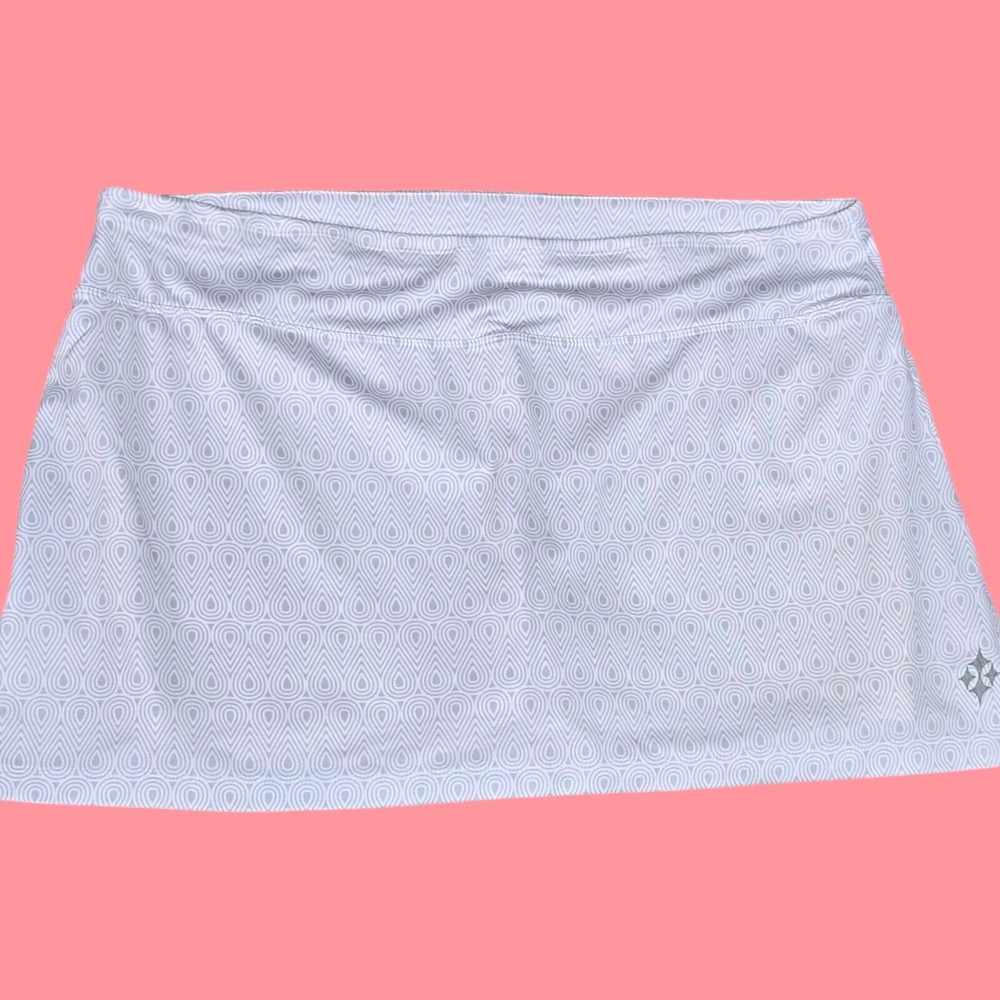 Jofit Womens Sz XL Athletic Skort White Gray Geometric Print Golf Tennis